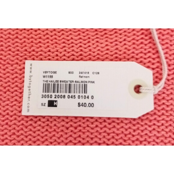 NWT By Together Hailee Pullover Oversize Sweater Salmon Cotton Loose Weave Sz M - Picture 4 of 6